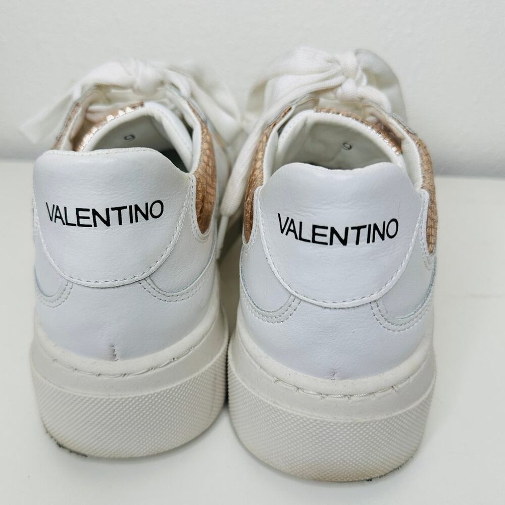 Valentino Minerva Monogram White & Rose Gold Leather Lace Sneaker 9 - Picture 6 of 15